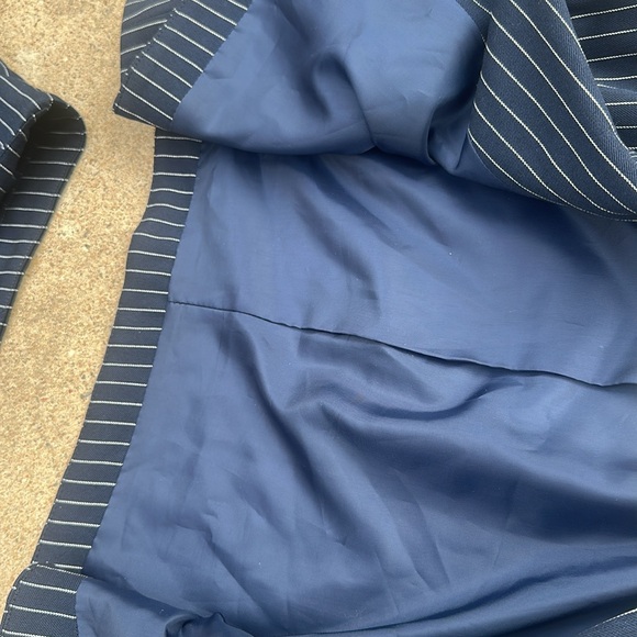 Nasty Gal pinstripe suit cropped jacket wide leg pants sz 14 - Picture 6 of 6